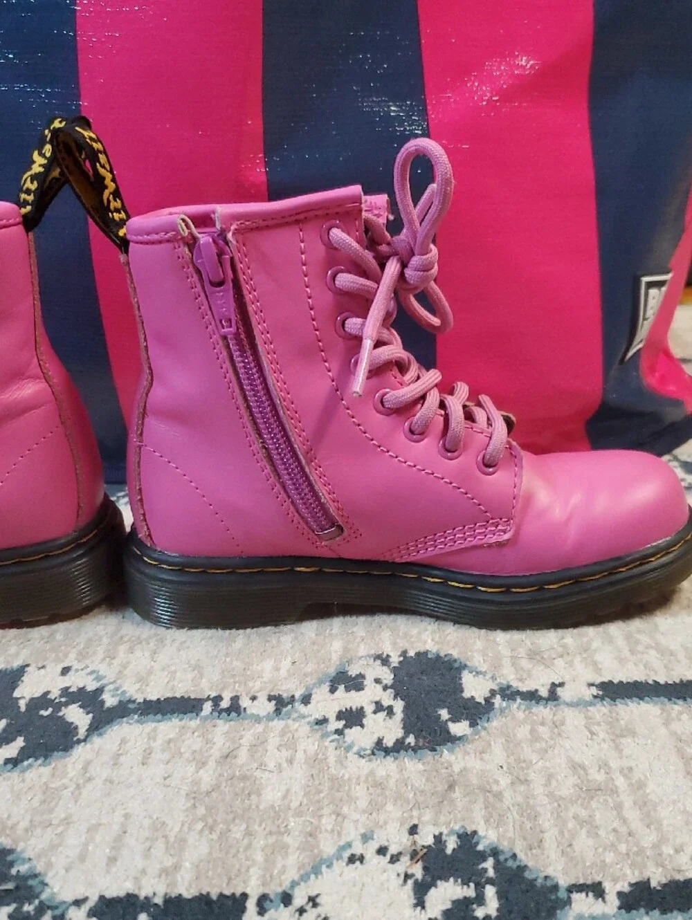 Dr. Martens Pink Lace-Up Kids Combat Boots